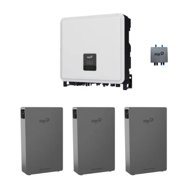Foxess 15Kw Hibrīda inventors ar 15.54 Kwh akulumatoriem